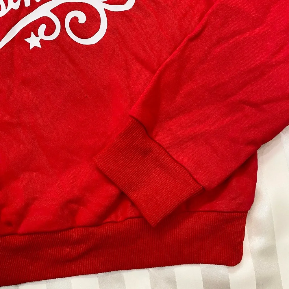 Patpat Women Christmas Letters Print Long-sleeve Casual Red Sweatshirt / Top - Picture 8 of 8